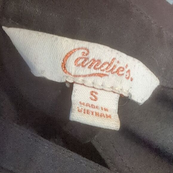 Black Blouse Small Candie's Black Flowy Long Sleeve Shirt Blouse Y2K - Picture 6 of 8